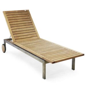 Stainless Steel & Teak Pool Lounge