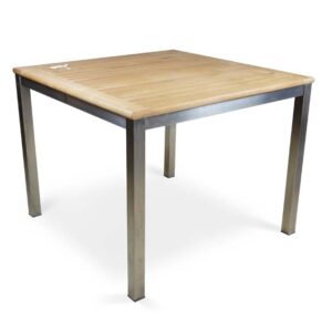 Stainless Steel & Teak Fixed Table