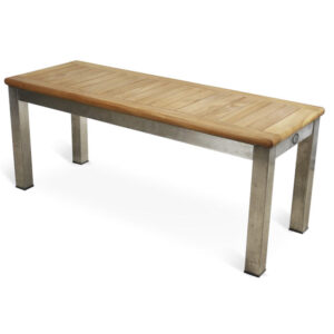 Stainless Steel & Teak Backless Bench