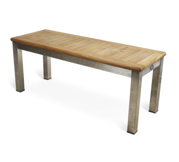 Stainless Steel & Teak Backless Bench