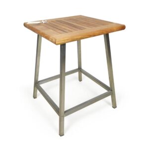 Stainless Steel & Teak Bar Stool