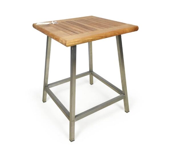 Stainless Steel & Teak Bar Stool