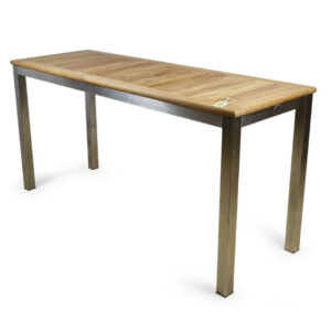 Stainless Steel & Teak Bar Table