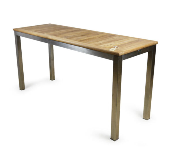 Stainless Steel & Teak Bar Table